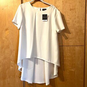 TopShop White High-Low Blouse Summer Weight Size 12